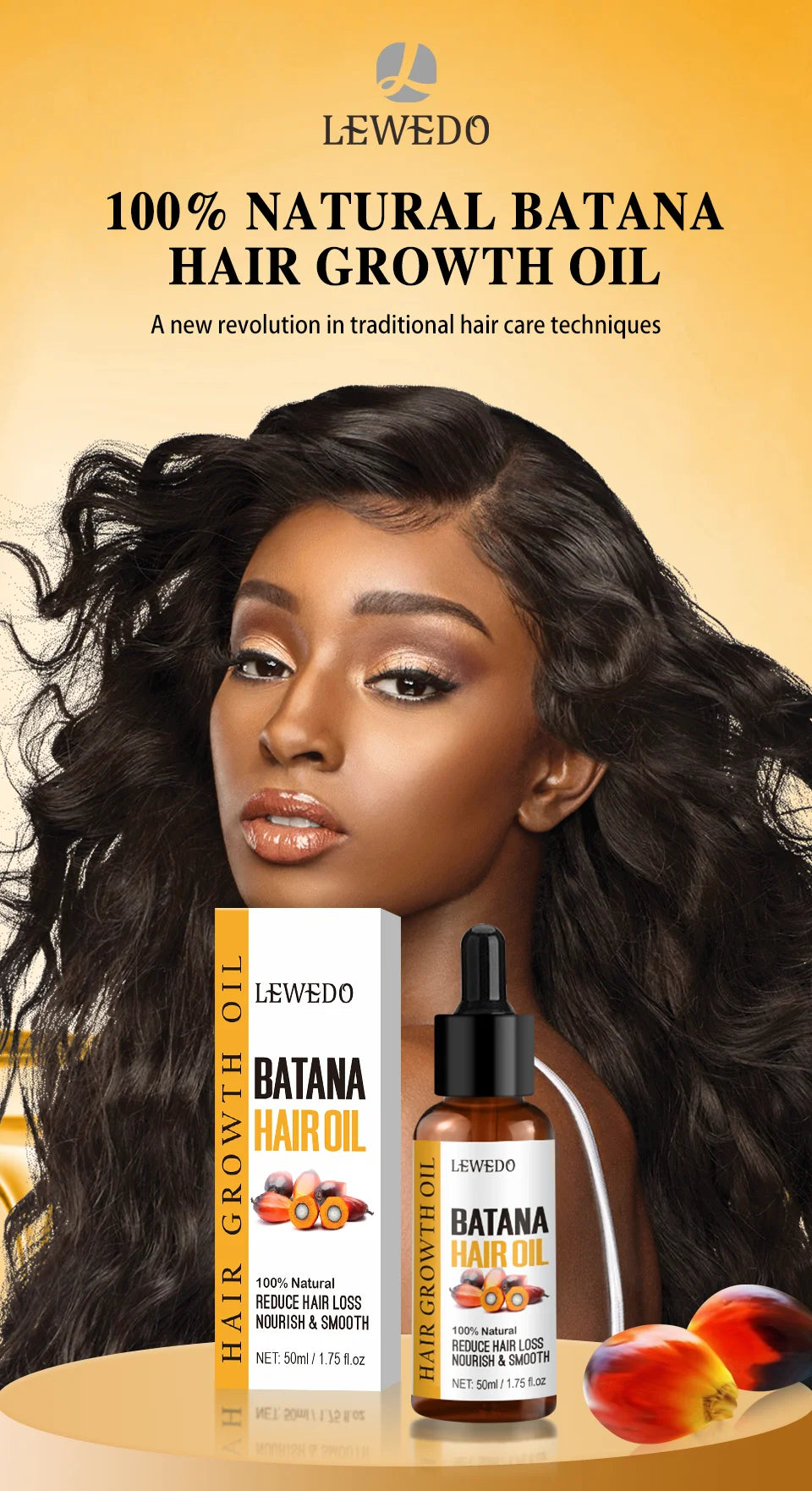 Lewedo Naturals Batana Oil Fast Hair Growth for Men Women Pure Batana Oil Nourish Shiny Hair Healthy Hair Care Anti Hair Loss